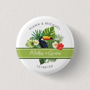 Watercolor Tropical Mother of Groom Green ID577 1 Inch Round Button