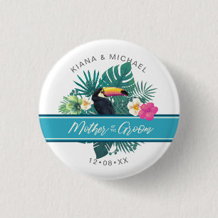 Watercolor Tropical Mother of Groom Teal ID577 1 Inch Round Button
