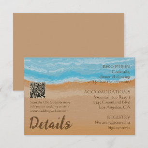 Watercolor Tropical Ocean Beach QR Code Wedding Enclosure Card
