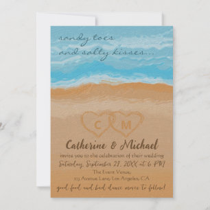 Watercolor Tropical Ocean Beach QR Code Wedding  Invitation