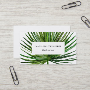 Watercolor Tropical Palm Leaf Botanical  Business Card