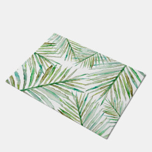 Watercolor Tropical Palm Leaf Doormat