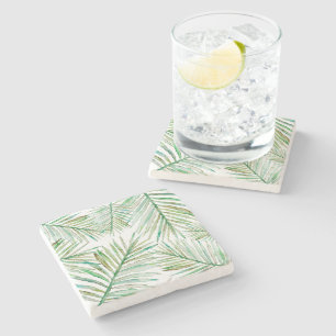 Watercolor Tropical Palm Leaf Stone Coaster