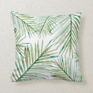 Watercolor Tropical Palm Leaf Throw Pillow