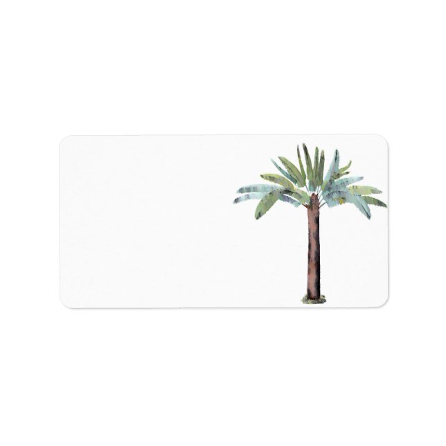 Watercolor Tropical Palm Tree Label (Front)