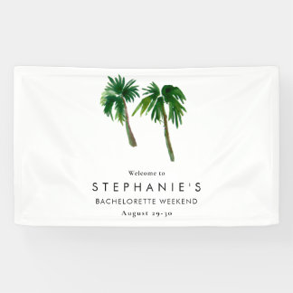 Watercolor Tropical Palm Trees Bachelorette Banner