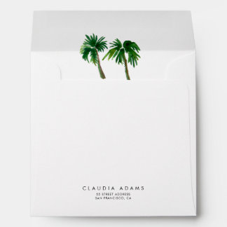 Watercolor Tropical Palm Trees Bachelorette Envelope