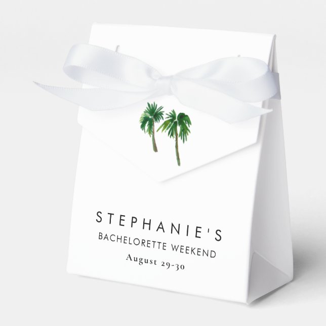 Watercolor Tropical Palm Trees  Bachelorette     Favor Box (Front Side)