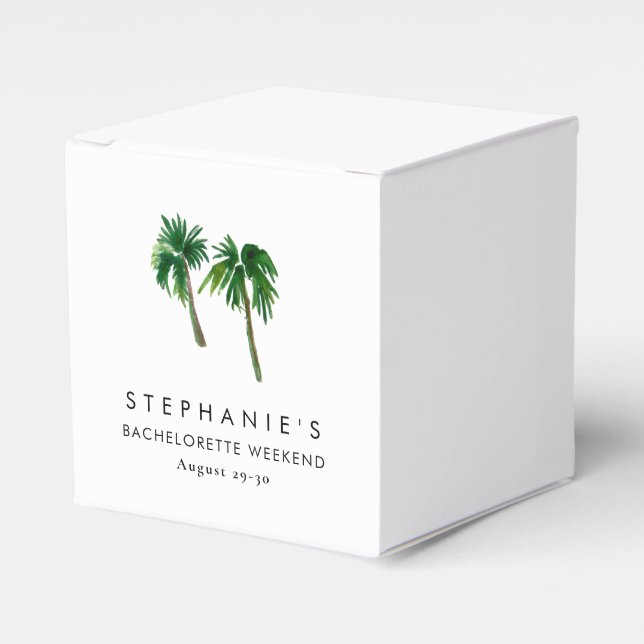 Watercolor Tropical Palm Trees  Bachelorette    Favor Box (Front Side)