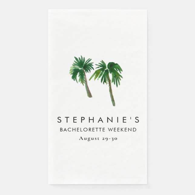 Watercolor Tropical Palm Trees  Bachelorette    Napkin (Front)