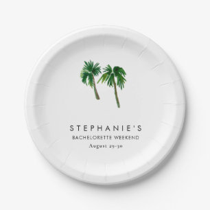 Watercolor Tropical Palm Trees  Bachelorette    Paper Plate