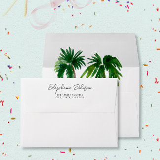 Watercolor Tropical Palm Trees Birthday Envelope