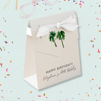 Watercolor Tropical Palm Trees Birthday Favor Box