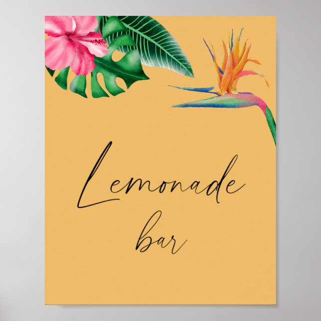 Watercolor tropical palms - lemonade bar poster (Front)