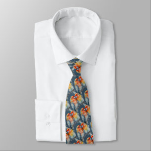 Watercolor Tropical Parrot Birds Nature Art Tie