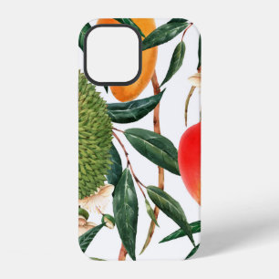 Watercolor tropical pattern, durian fruit, mango o iPhone 12 case