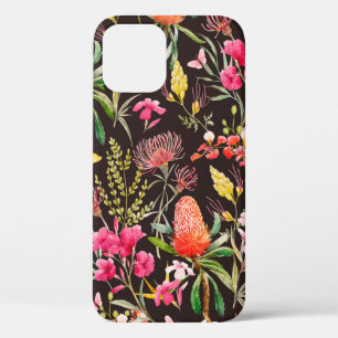 Watercolor tropical  pattern , flowers, banksias o iPhone 12 case