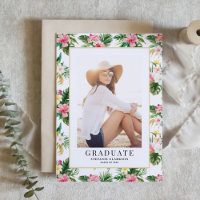 Watercolor Tropical Pattern Photo Graduation
