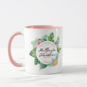 Watercolor Tropical Pineapple Orchid Wedding Favou Mug