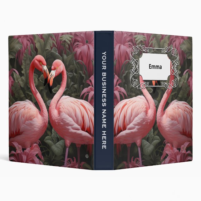 Watercolor Tropical Pink Flamingo Romance Binder (Background)