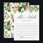 Watercolor Tropical Plants Garland Wedding Advice Card<br><div class="desc">Send off the retiree in style with this customizable wedding advice card featuring a watercolor garland of tropical leaves and flowers, such as palm fronds, banana leaves, hibiscus, plumeria, and more. Guests can share sweet advice, encouragement, or heartfelt wishes for the newlyweds. The matching tropical pattern on the back completes...</div>