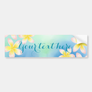 Watercolor Tropical Plumeria Custom Bumper Sticker