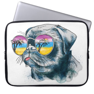 Watercolor Tropical Puppy Laptop Sleeve