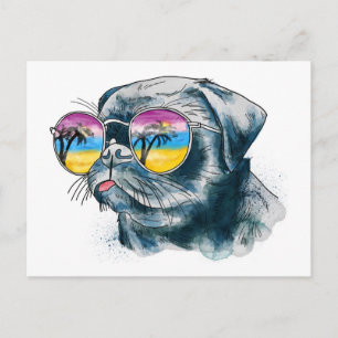 Watercolor Tropical Puppy Postcard