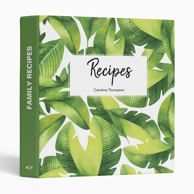 Watercolor Tropical Recipes Binder (Front/Spine)