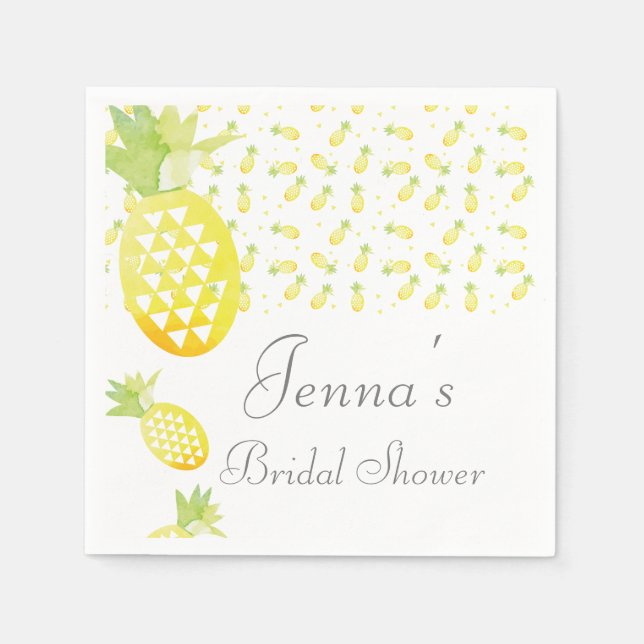 Watercolor Tropical Repeat Pineapple Napkin (Front)