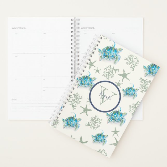 Watercolor Tropical Sea Turtle Planner (Display)