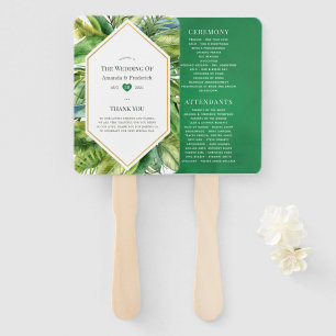 Watercolor Tropical Summer Beach Wedding Program Hand Fan