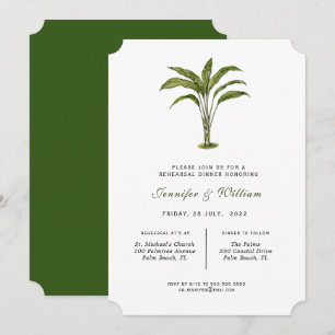 Watercolor tropical tree Rehearsal Dinner Announcement