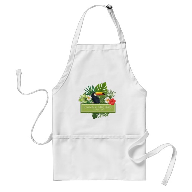 Watercolor Tropical w/Toucan Wedding ID577 Standard Apron (Front)