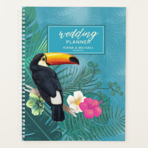 Watercolor Tropical w/Toucan Wedding Teal V2 ID577 Planner
