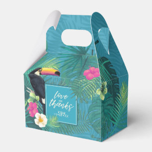 Watercolor Tropical w/Toucan Wedding V2 Teal ID577 Favor Box