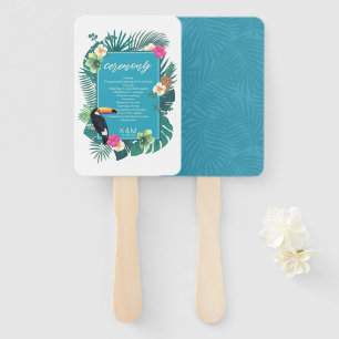 Watercolor Tropical Wedding Ceremony Teal ID577 Hand Fan