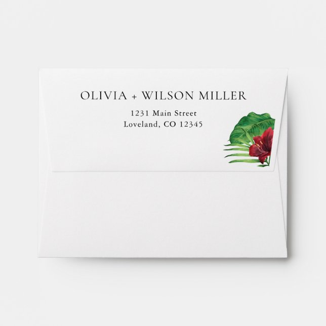 Watercolor Tropical Wedding Envelope (Back (Top Flap))