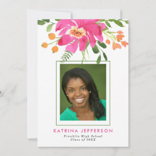 Watercolor Tropics Photo Graduation Announcement