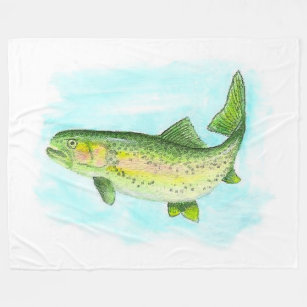 Watercolor Trout Fleece Blanket