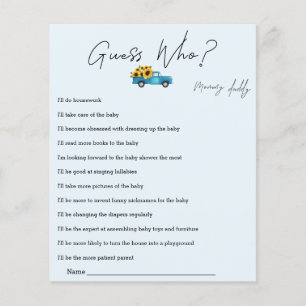 Watercolor Truck with Sunflowers Guess Who Game