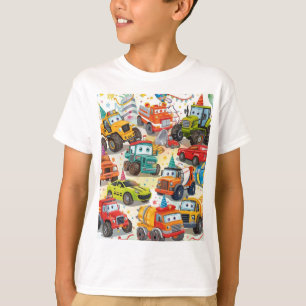 Watercolor Trucks Birthday Boy Shirt Construction