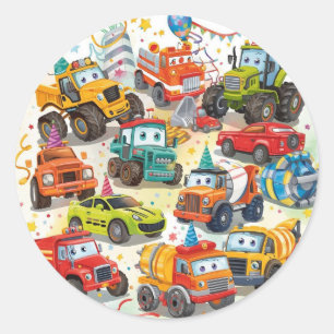 Watercolor Trucks Stickers Construction Vehicles