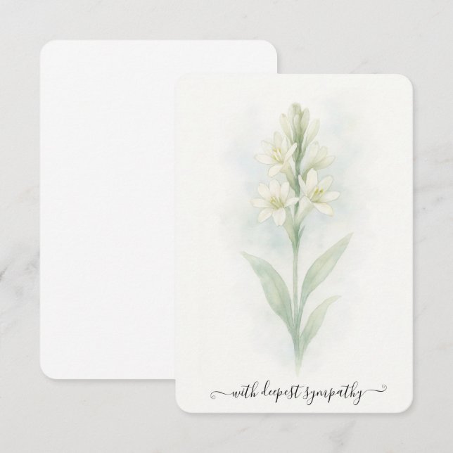 Watercolor Tuberose Sympathy Card  (Front/Back)