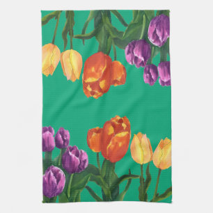 Watercolor Tulip Fields Kitchen Towels