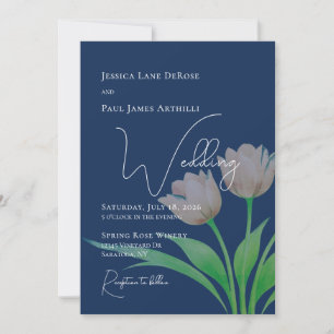 Watercolor Tulip Floral Wedding Invitation