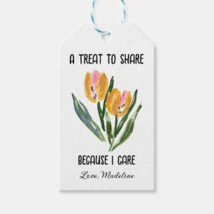 Watercolor Tulip Flowers "A Treat to Share"  Gift Tags