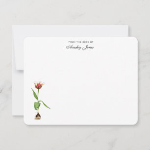 Watercolor Tulip Personalized Flat Thank You Card