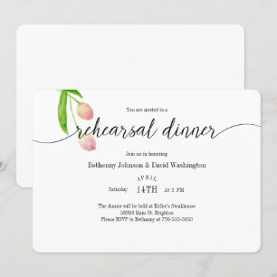 Watercolor Tulip Rehearsal Dinner Invitation