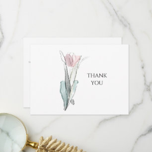 Watercolor Tulip Simple Funeral Thank You